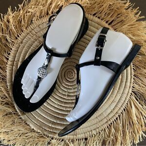 COACH Women’s Pansy Jelly Toe Post Thong Jelly Sandals Black Size 8